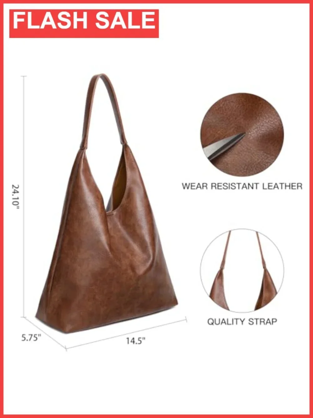 Soft Vegan Leather Hobo Shoulder Bag Magnetic Closure Work Tote